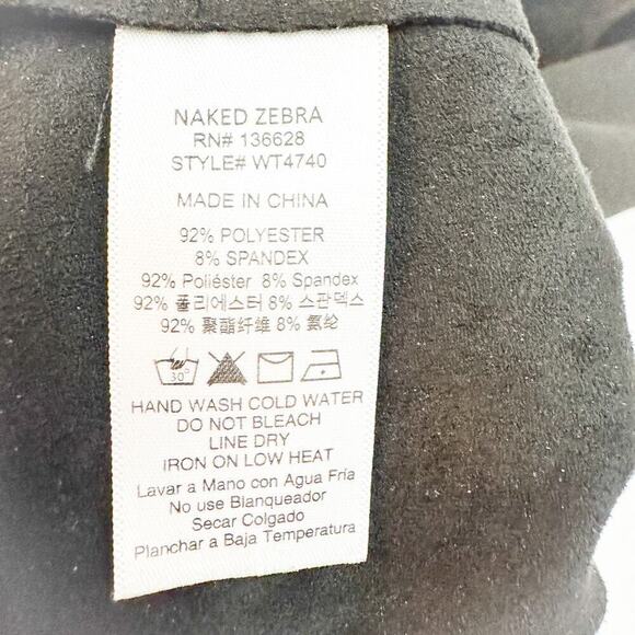 Naked Zebra Faux Suede Black Sleeveless Dress Top Size L - Picture 3 of 6